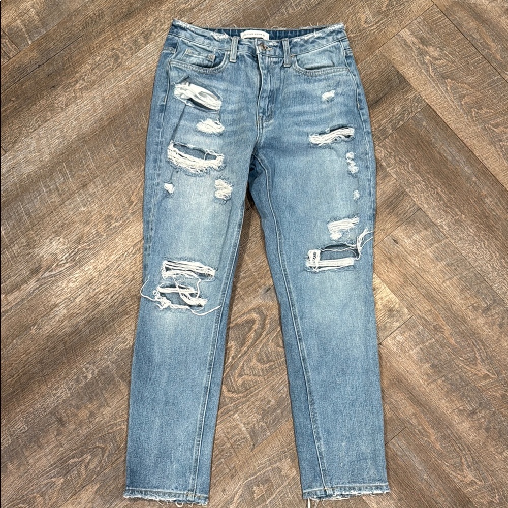 Flying Monkey Women’s Distressed Straight Leg Jeans